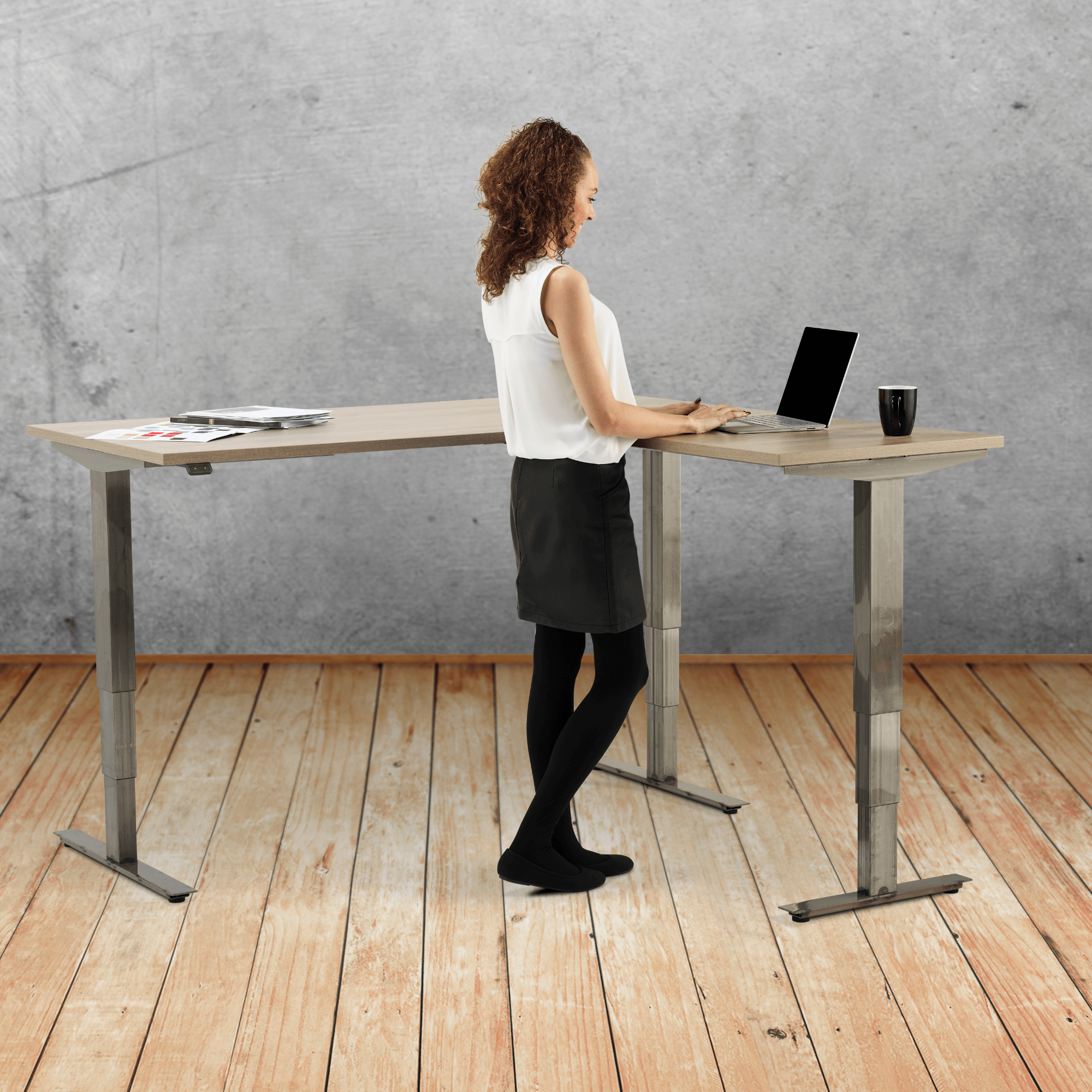 Corner Standing Desks | L-Shaped Height Adjustable Workstations