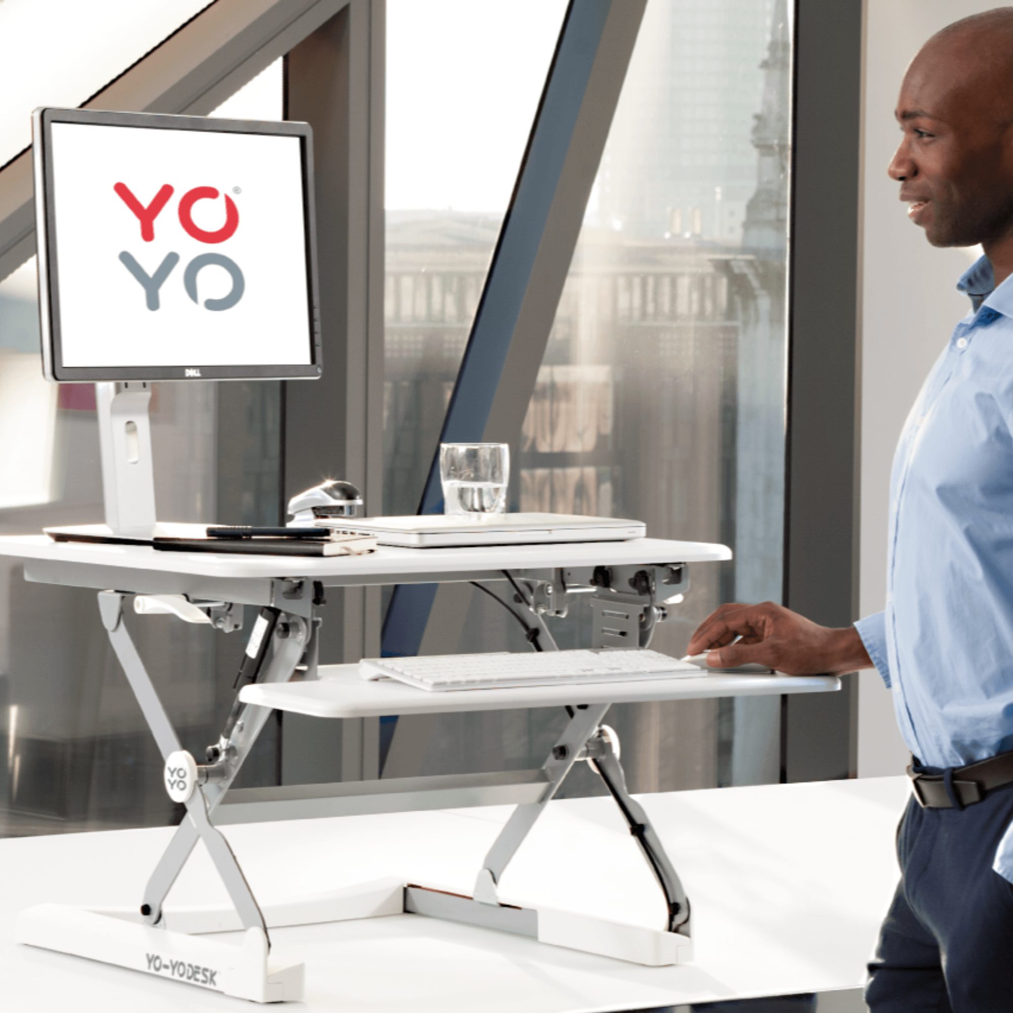 Single Monitor Standing Desk Converters | Compact Desk Risers for Small Spaces