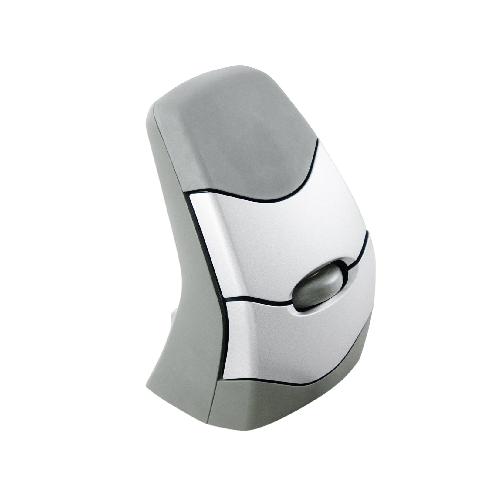 Gray ergonomic computer mouse on a white background