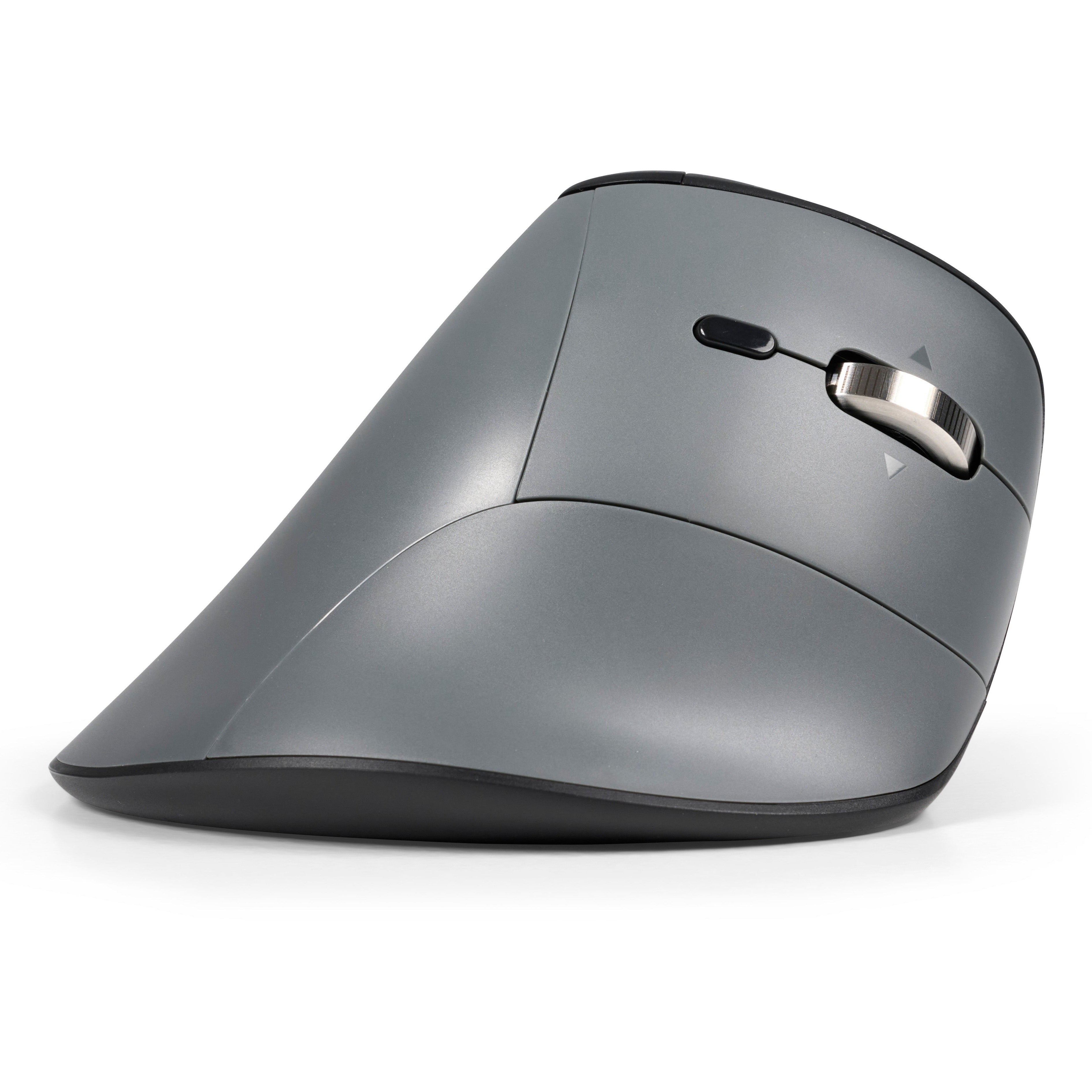 Gray ergonomic mouse on a white background