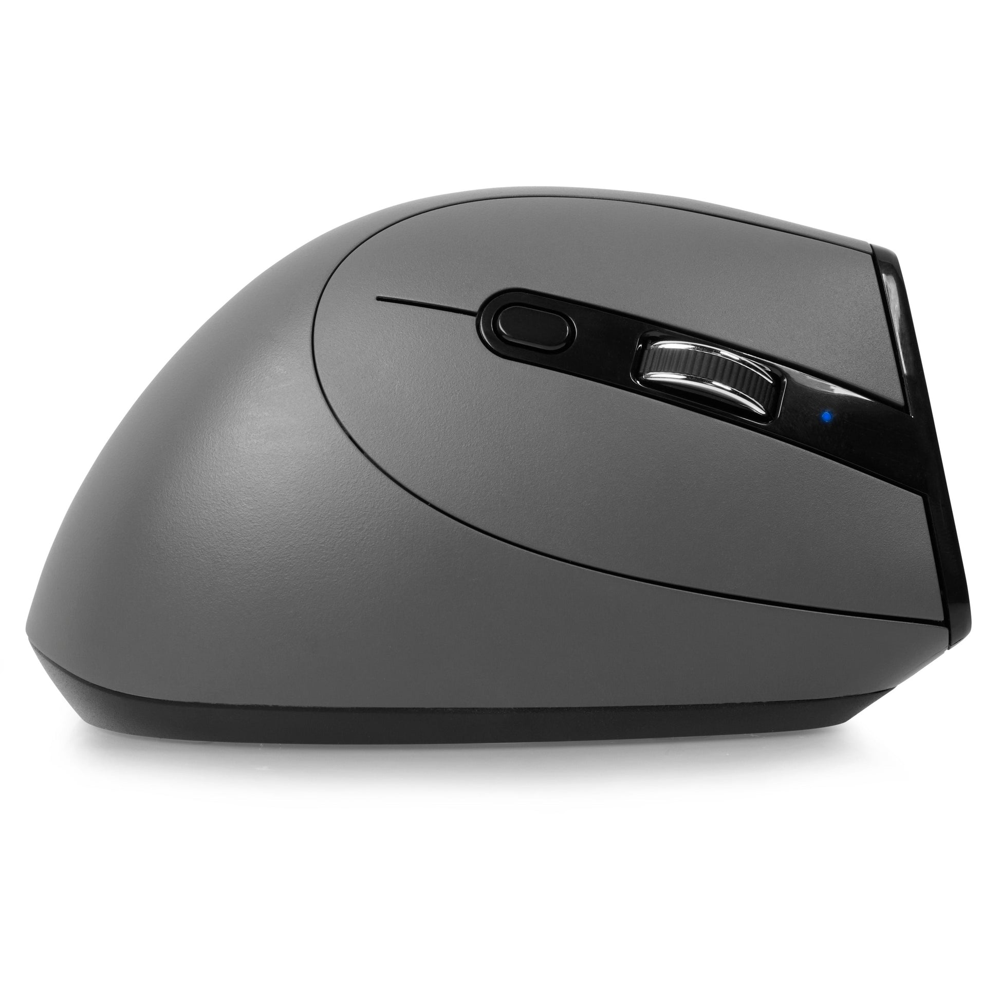Gray ergonomic mouse on a white background