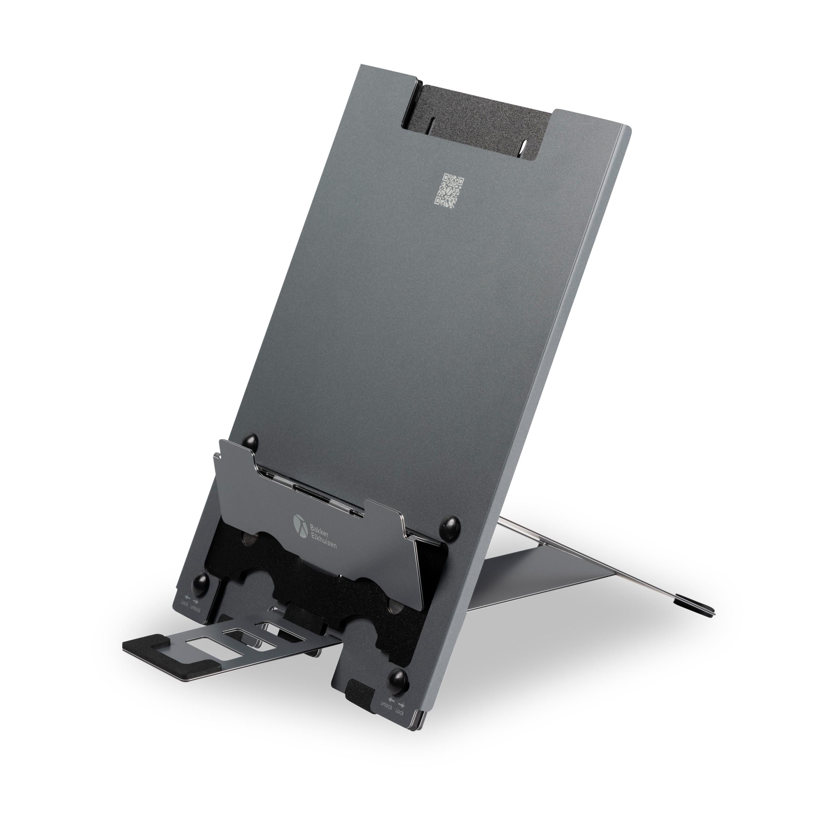 Black adjustable stand on a white background