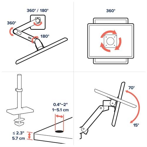 Ergotron LX Pro Desk Monitor Arm, Tall Pole - ERGO Furniture  - 