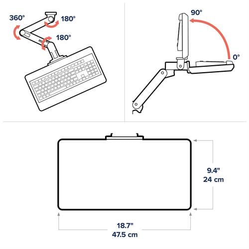 Ergotron LX Pro Wall Keyboard Arm - ERGO Furniture  - 