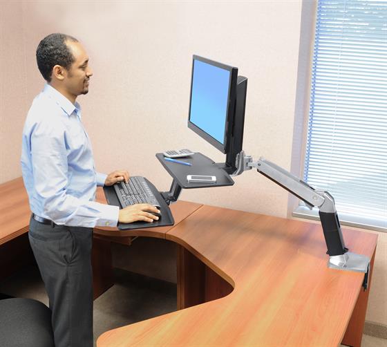 Ergotron WorkFit A, Single Monitor Workstation with Suspended Keyboard - ERGO Furniture  - 