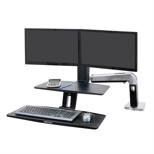 Ergotron WorkFit A with Suspended Keyboard, Dual Monitor Workstation - ERGO Furniture  - 
