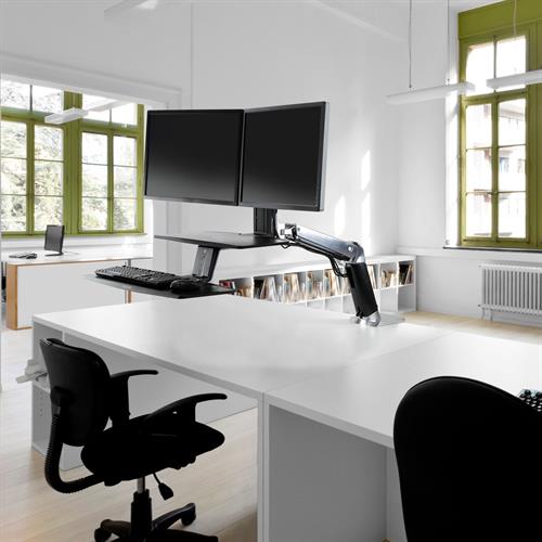 Ergotron WorkFit A with Suspended Keyboard, Dual Monitor Workstation - ERGO Furniture  - 